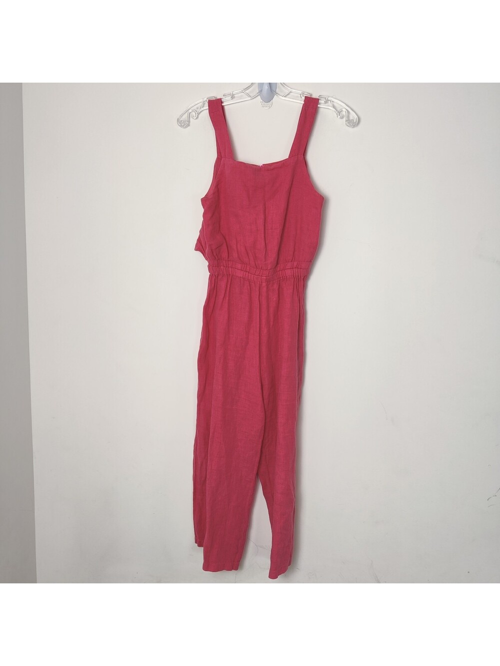 Zara 100% Linen Coral Pink Sleeveless Jumpsuit Girls 13-14 Yrs 164 / Fits XS